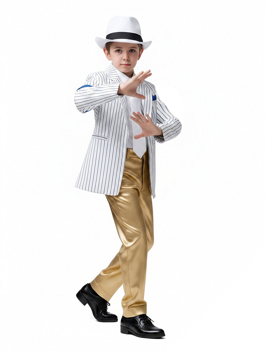 Michael Jackson Smooth Criminal Costume for Kids Pop King Metallic Performance Outfit 