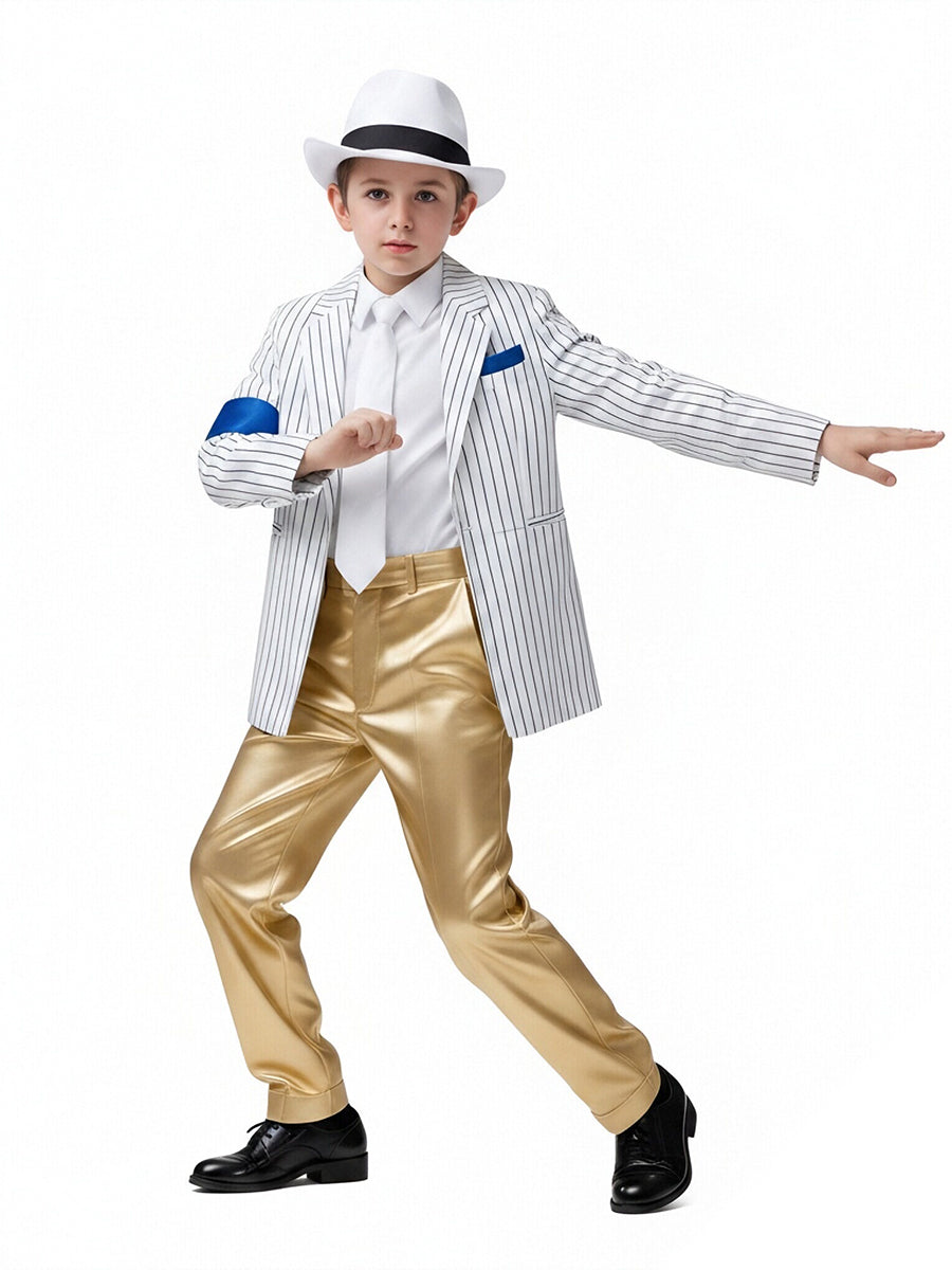 Michael Jackson Smooth Criminal Costume for Kids Pop King Metallic Performance Outfit 