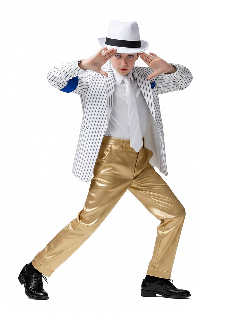 Michael Jackson Smooth Criminal Costume for Kids Pop King Metallic Performance Outfit 
