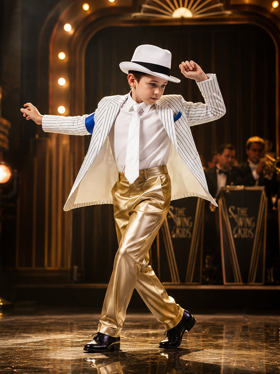 Michael Jackson Smooth Criminal Costume for Kids Pop King Metallic Performance Outfit 