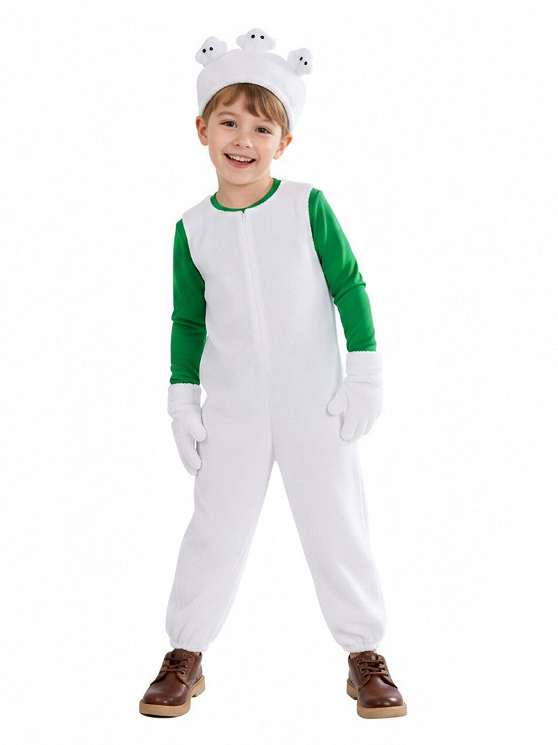 Kids Luigi Costume Plush Green Plumber Jumpsuit with Green T-Shirt and Hat