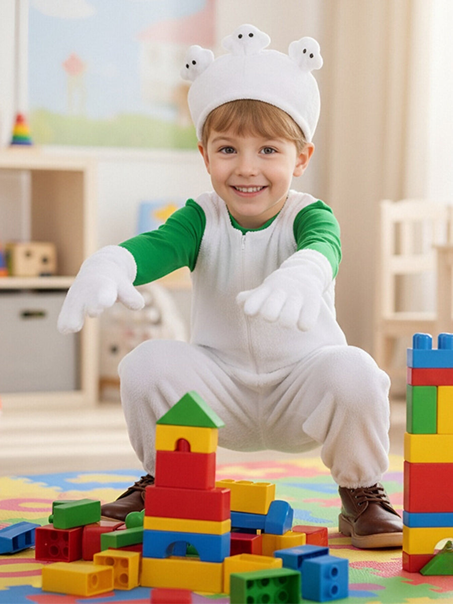 Kids Luigi Costume Plush Green Plumber Jumpsuit with Green T-Shirt and Hat