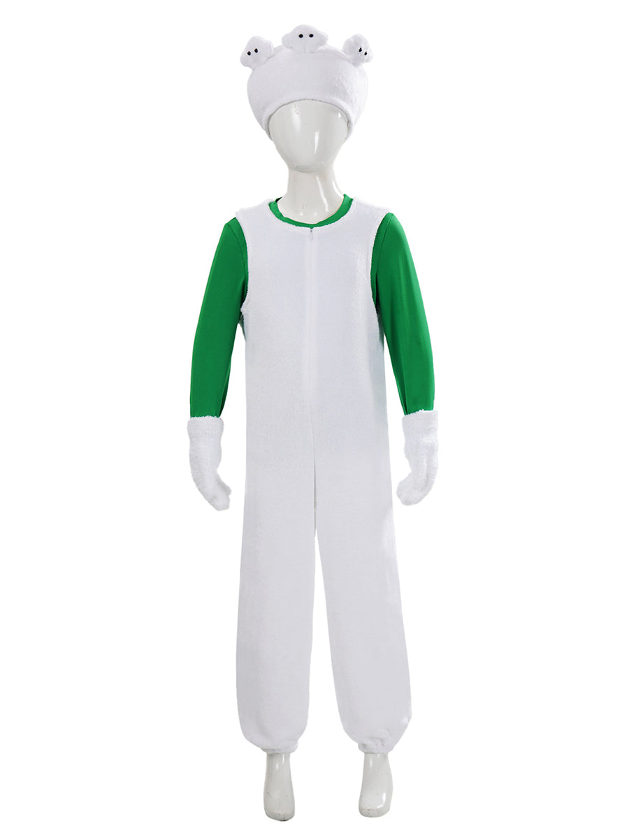 Kids Luigi Costume Plush Green Plumber Jumpsuit with Green T-Shirt and Hat
