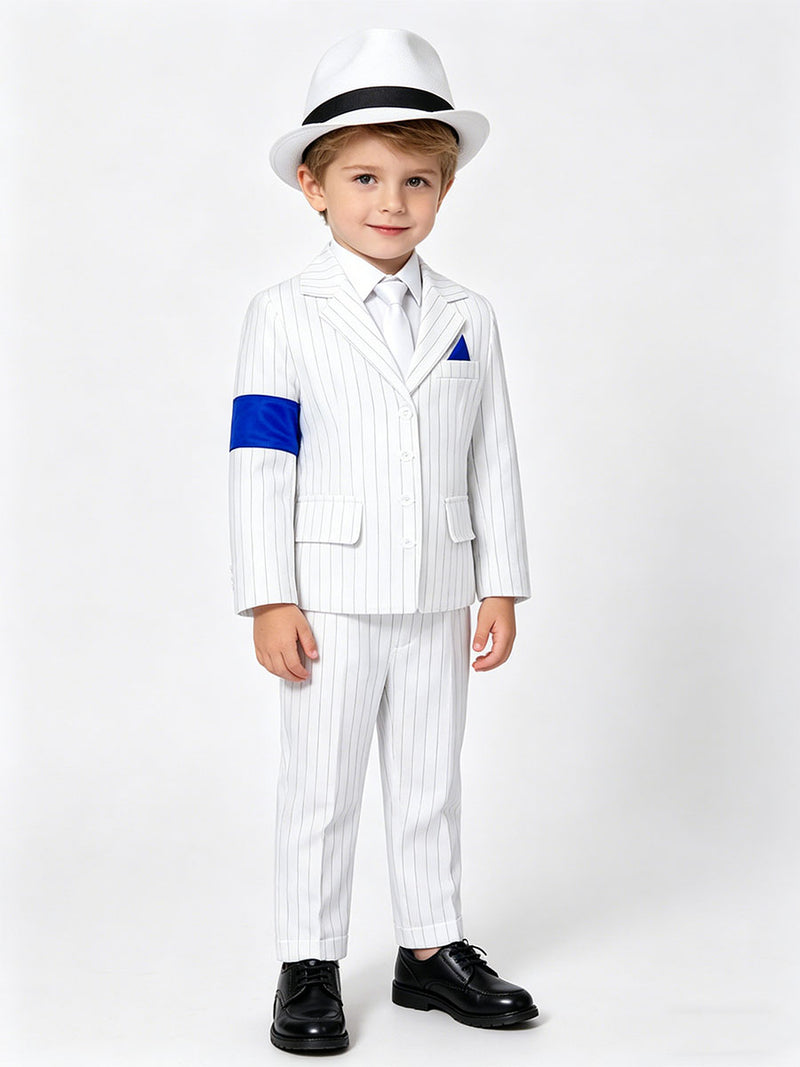 Michael Jackson Smooth Criminal Costume for Kids Iconic Pop King White Pinstripe Performance Outfit 