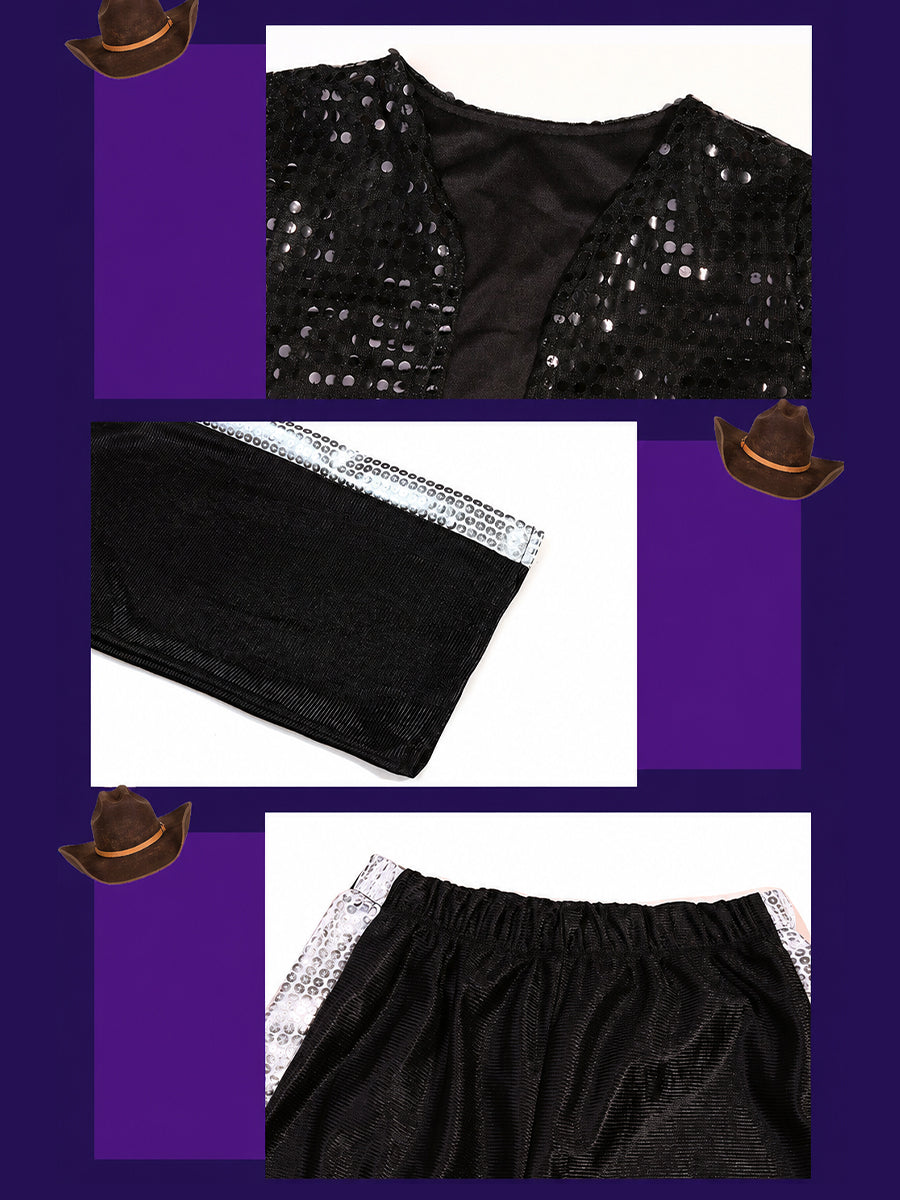 Kids Michael Jackson Costume Billie Jean Sequin Jacket and Pants with Hat