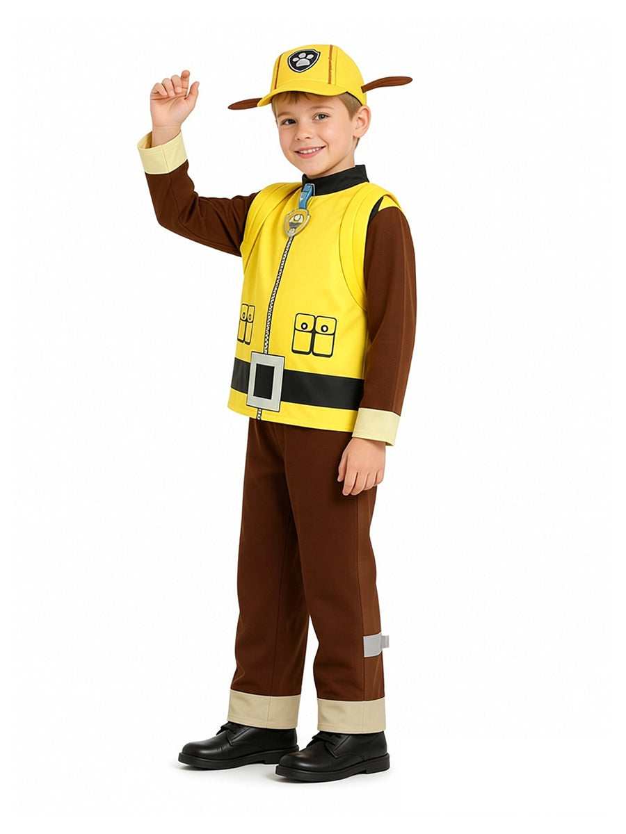 Boys Paw Rubble Marshall Costume Cute Builder Pup Cosplay Outfit 