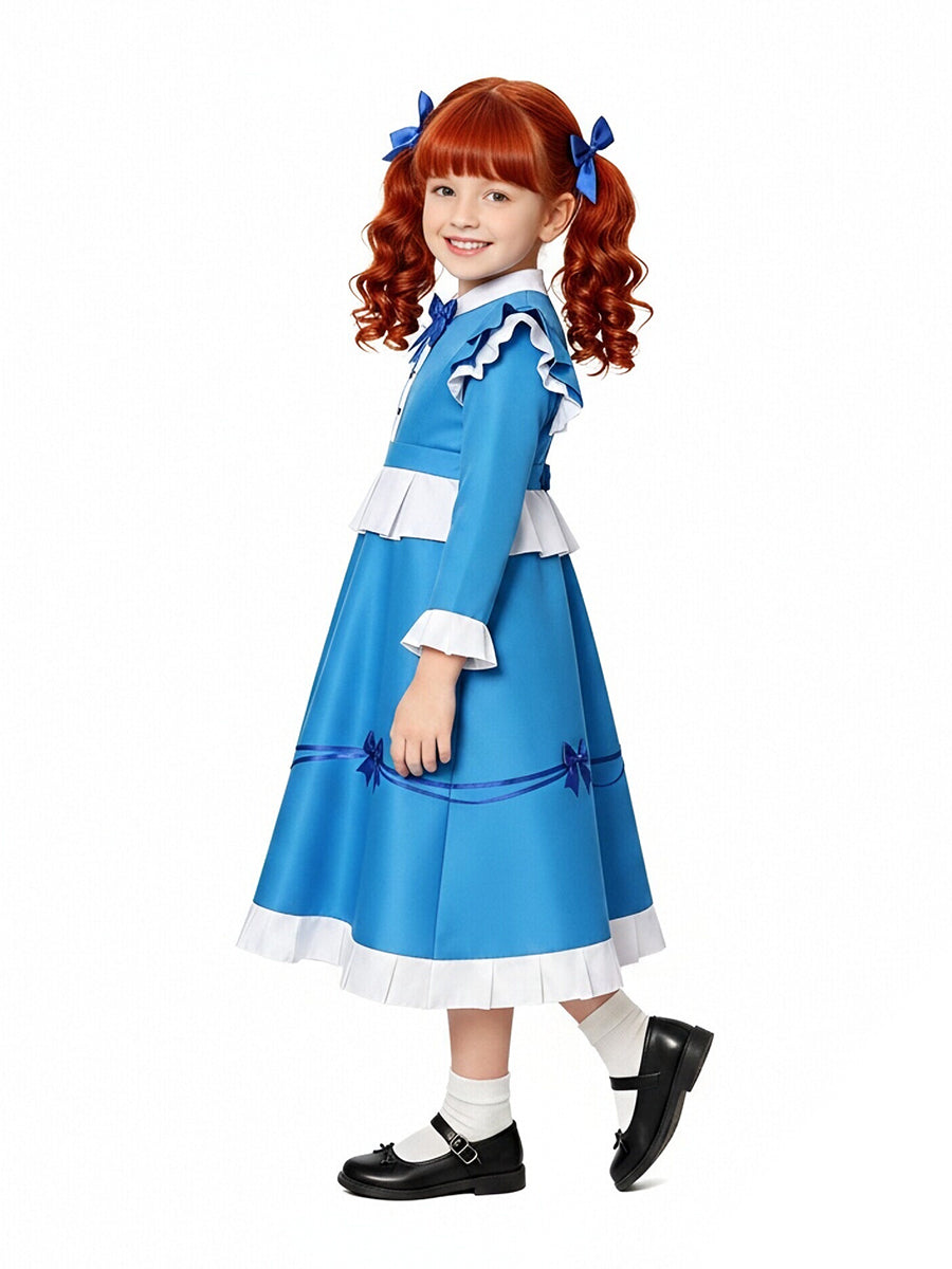 Poppy Playtime Cosplay Costume Intelligent Doll Victorian Blue Dress Ruffled Maid Style Dress