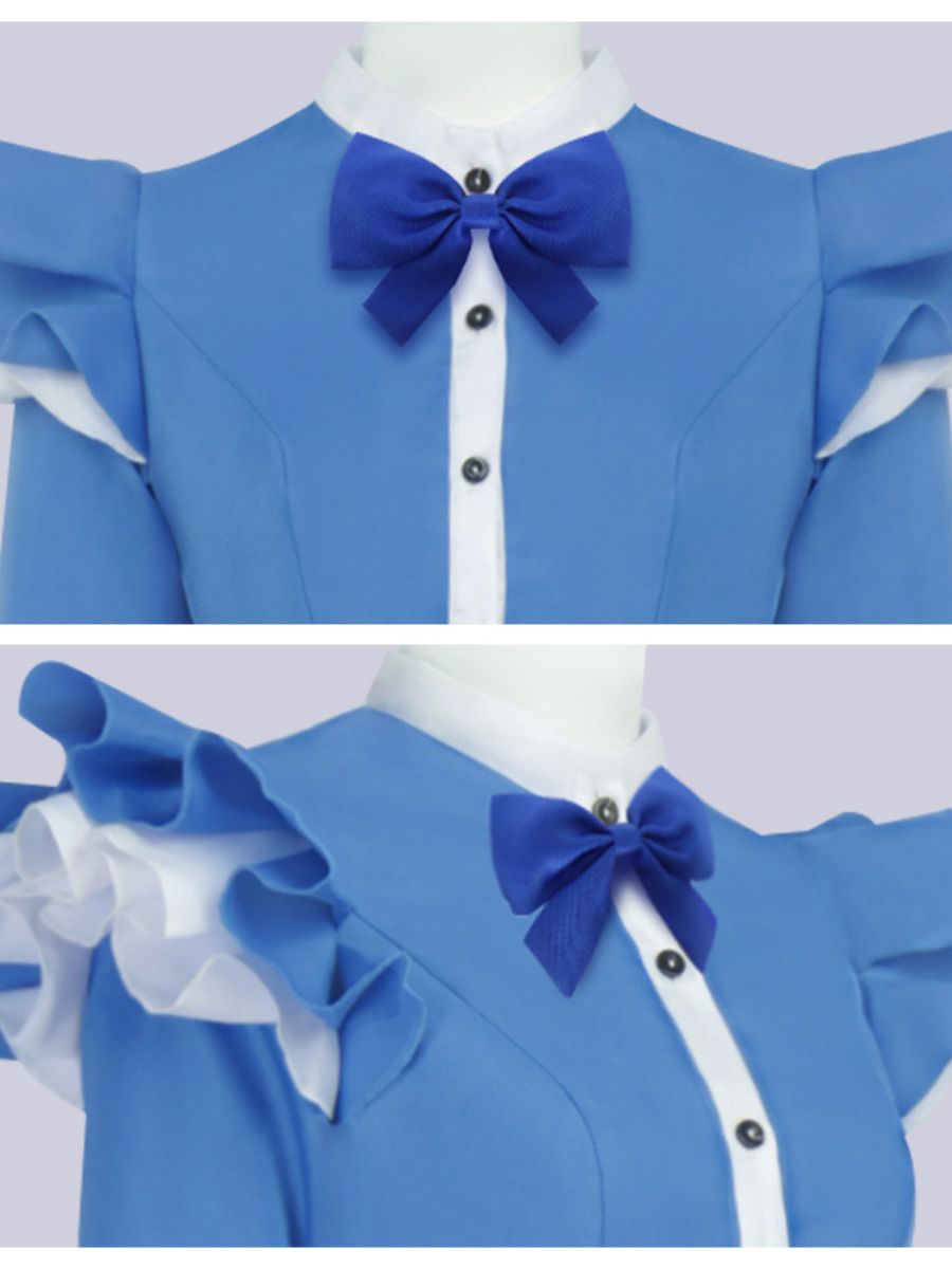 Poppy Playtime Cosplay Costume Intelligent Doll Victorian Blue Dress Ruffled Maid Style Dress