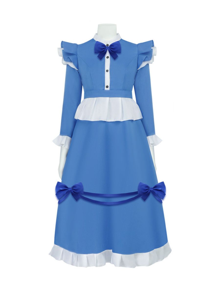Poppy Playtime Cosplay Costume Intelligent Doll Victorian Blue Dress Ruffled Maid Style Dress