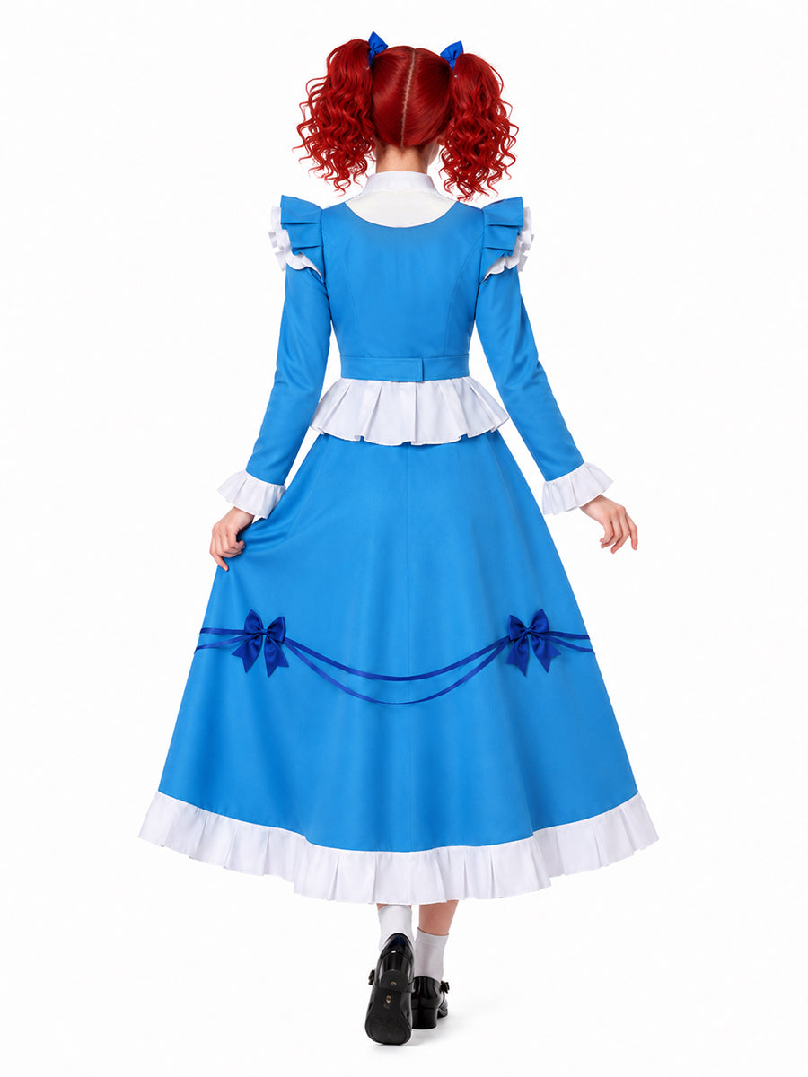 Poppy Playtime Cosplay Costume Intelligent Doll Victorian Blue Dress Ruffled Maid Style Dress
