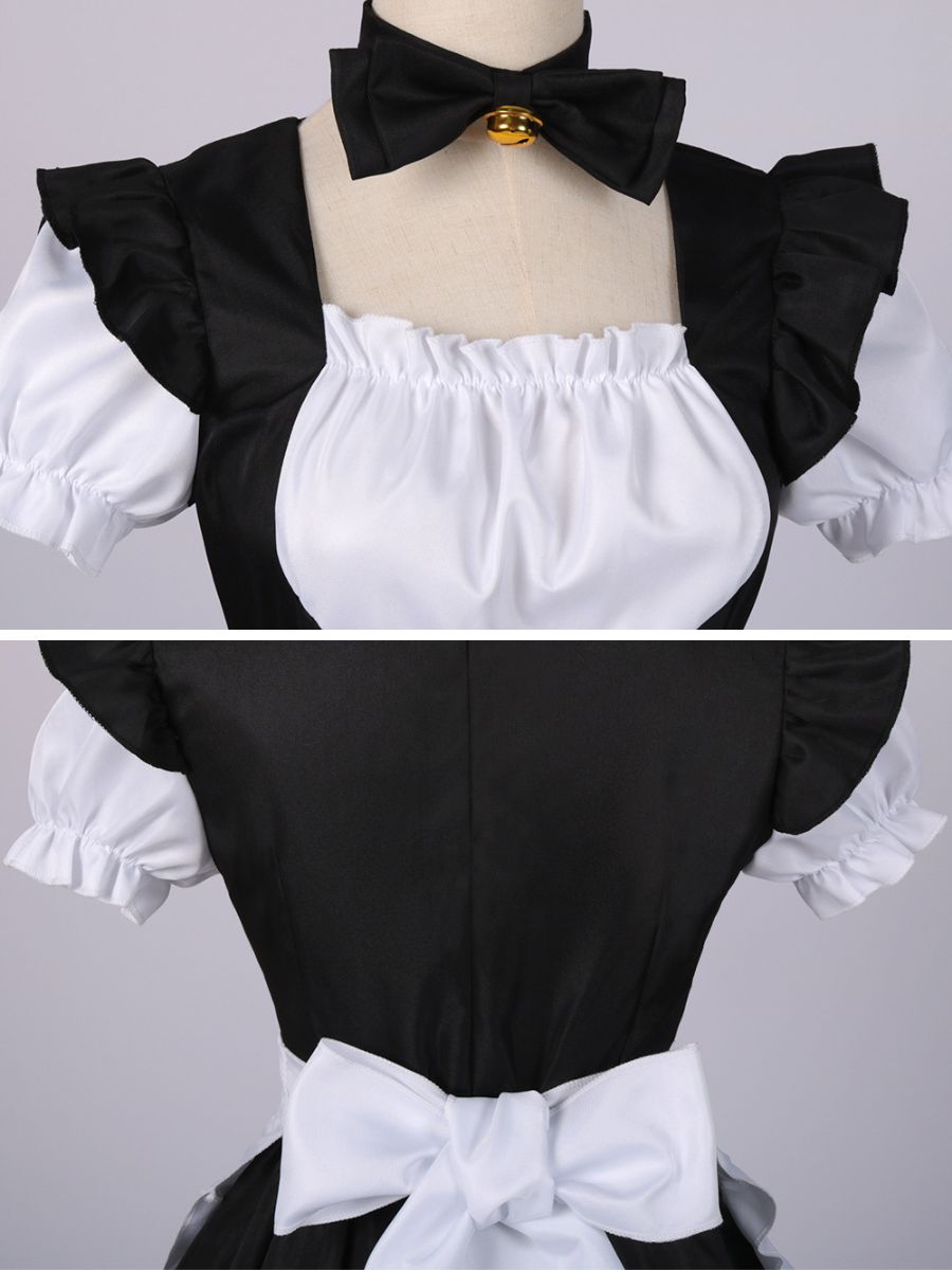 Kawaii Neko Maid Cosplay Costume Anime Lolita Ruffled Dress with Apron
