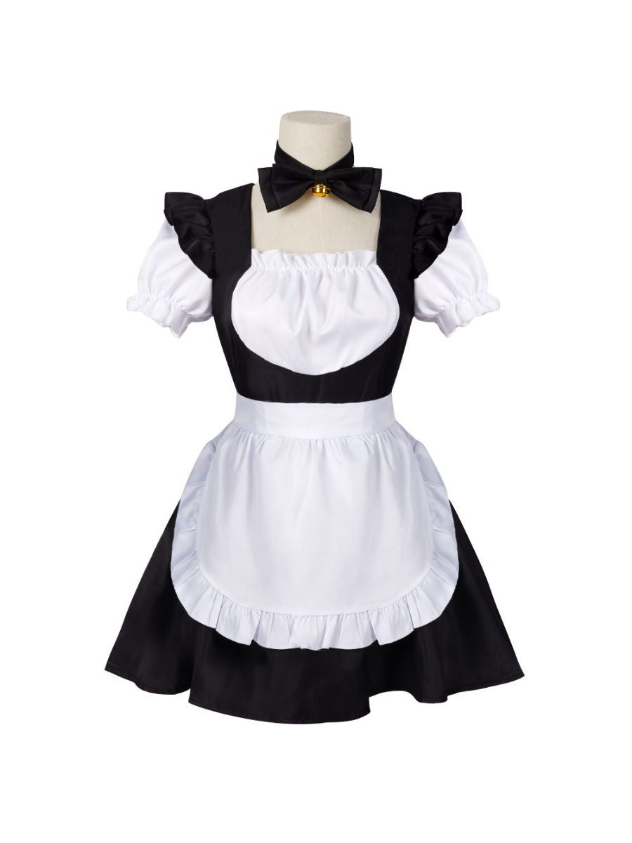 Kawaii Neko Maid Cosplay Costume Anime Lolita Ruffled Dress with Apron