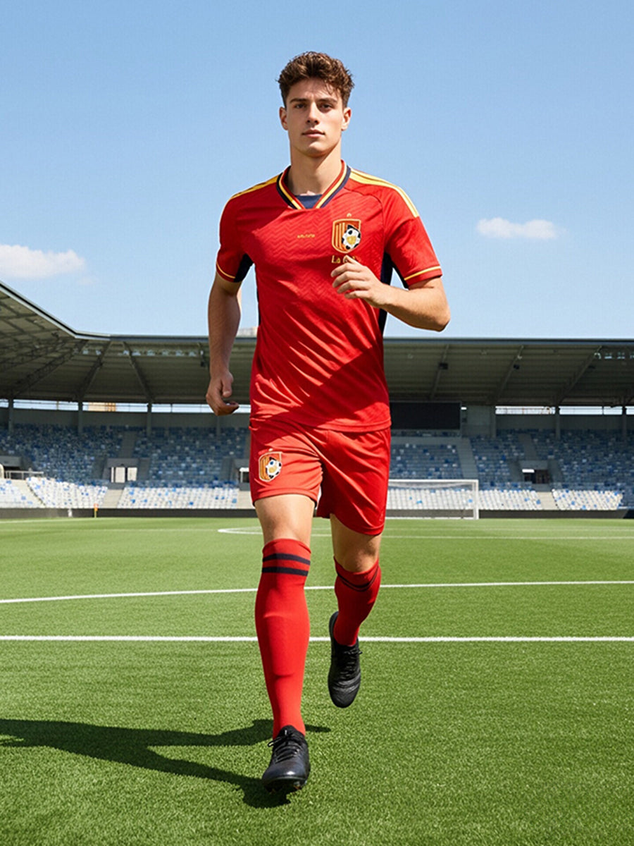 Spain Soccer Jersey and Shorts for Kids and Adult España Training Jerseys Sports Fan Outfit 