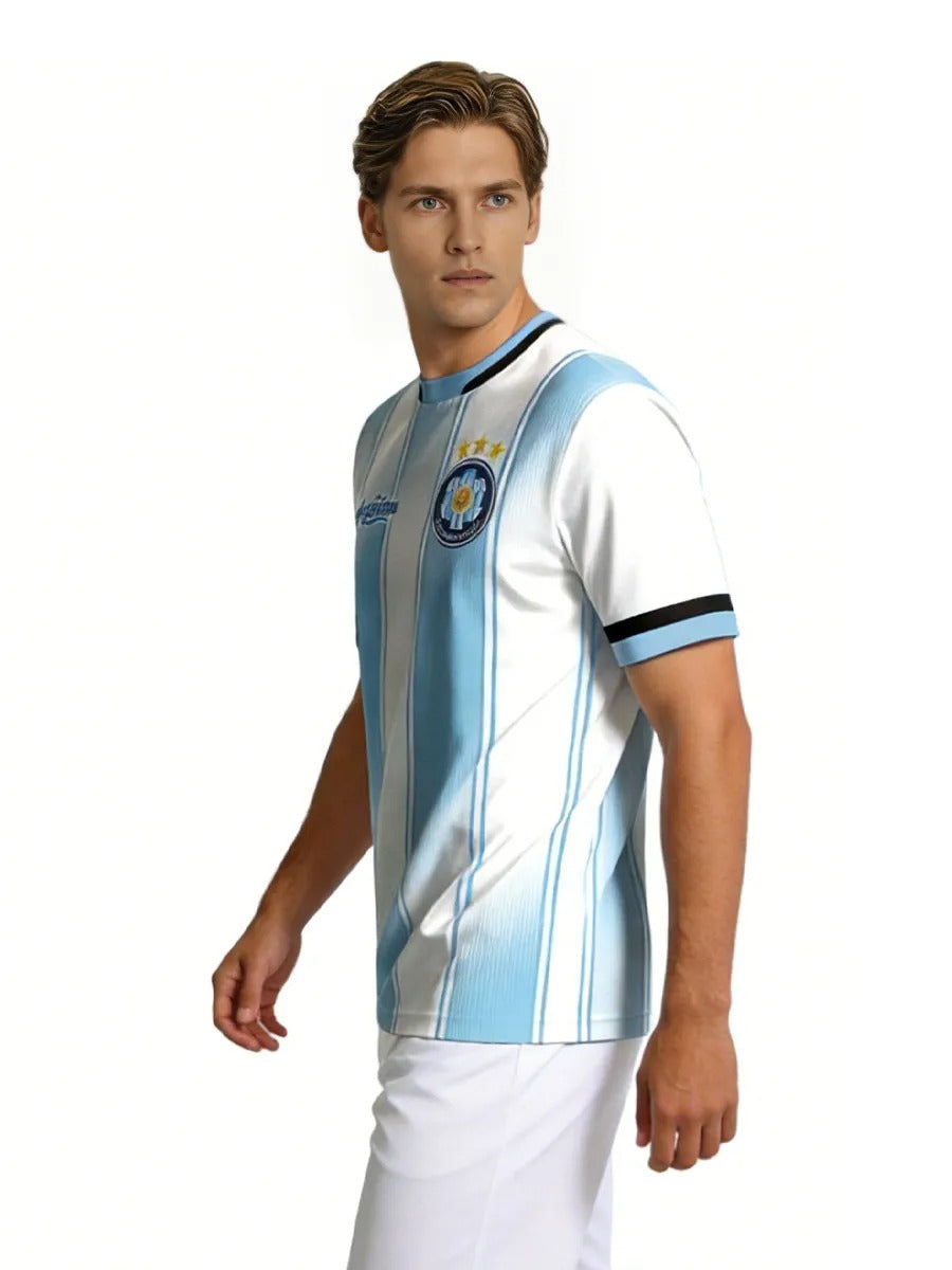Men's Argentina Inspired Soccer Jersey Argentina Fan Short Sleeve Football Shirts