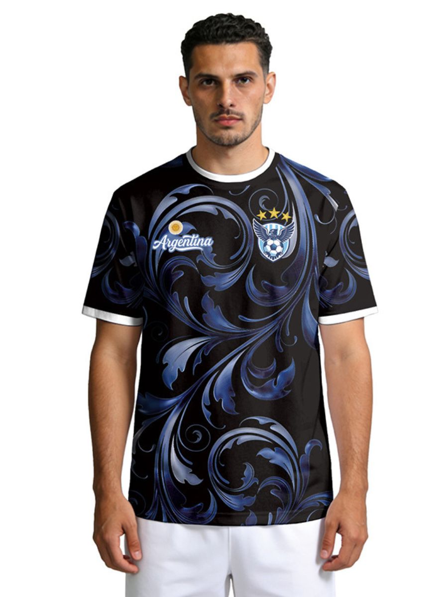 Men's Argentina Inspired Soccer Jersey Argentina Fan Short Sleeve Football Shirts