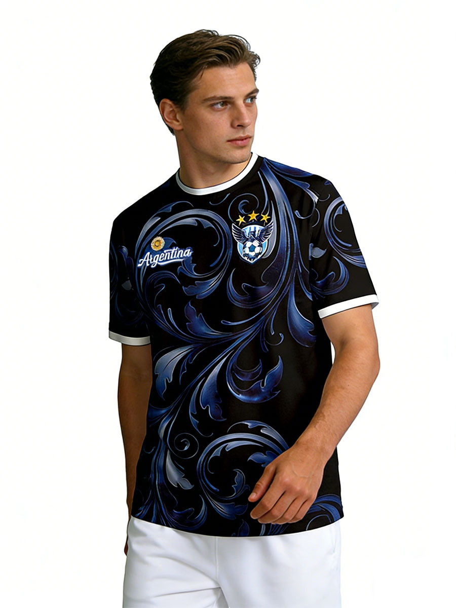 Men's Argentina Inspired Soccer Jersey Argentina Fan Short Sleeve Football Shirts