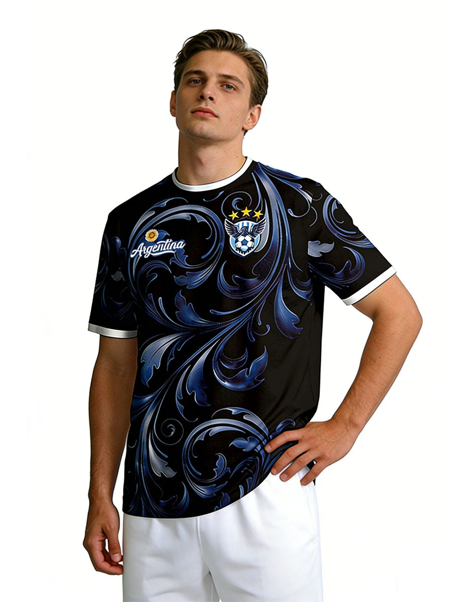 Men's Argentina Inspired Soccer Jersey Argentina Fan Short Sleeve Football Shirts