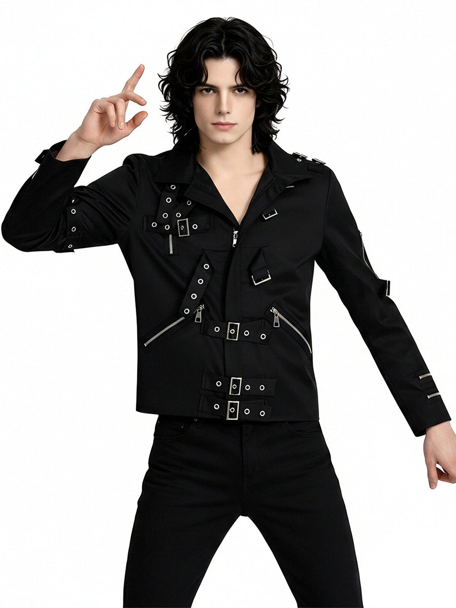Michael Jackson Bad Jacket Faux Leather MJ Cosplay Punk Rock Biker Jacket 