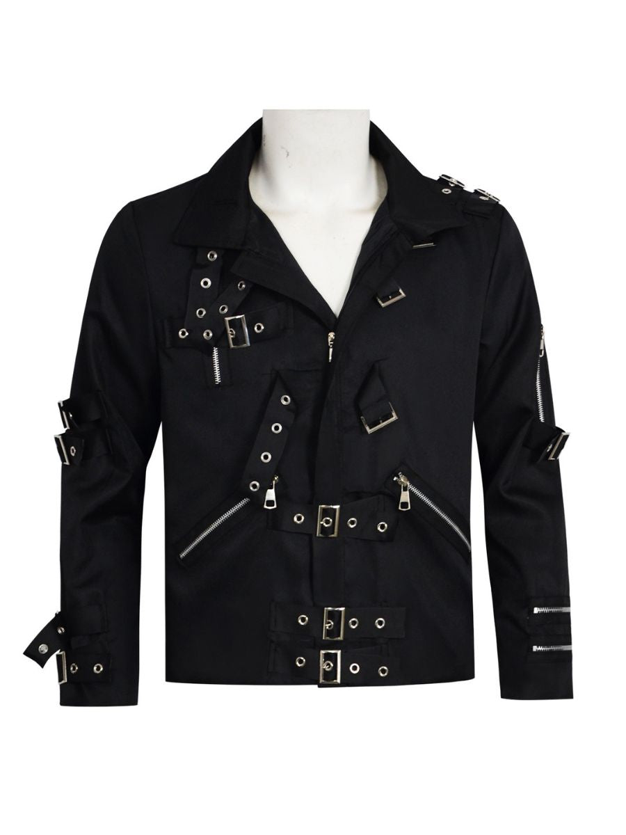 Michael Jackson Bad Jacket Faux Leather MJ Cosplay Punk Rock Biker Jacket 