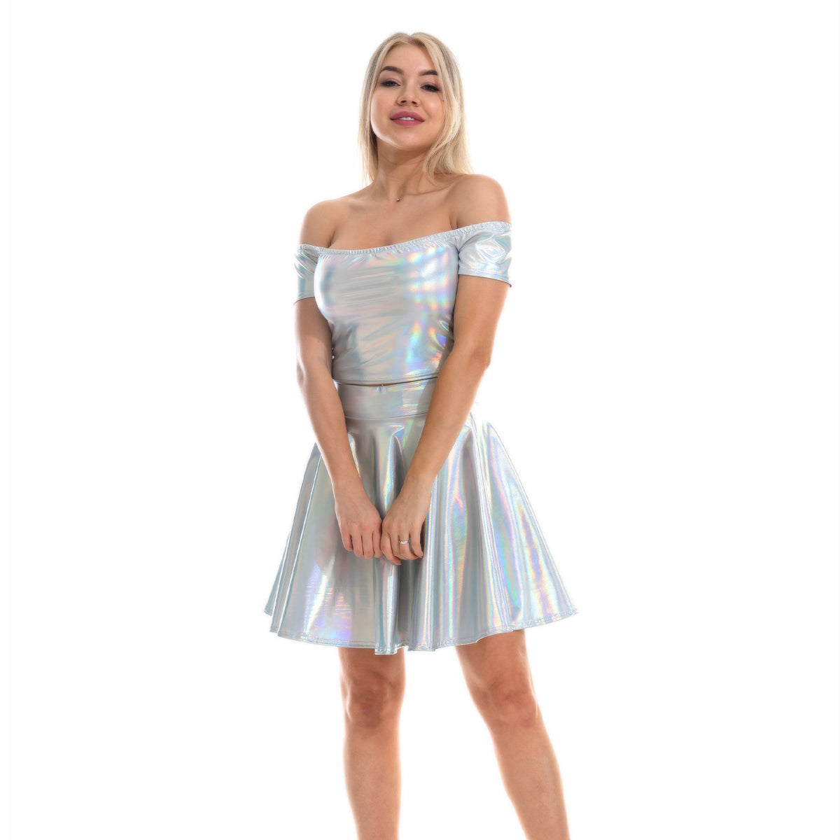 FYMNSI Rave Outfits for Women, Tassel Skirt Metallic Holographic