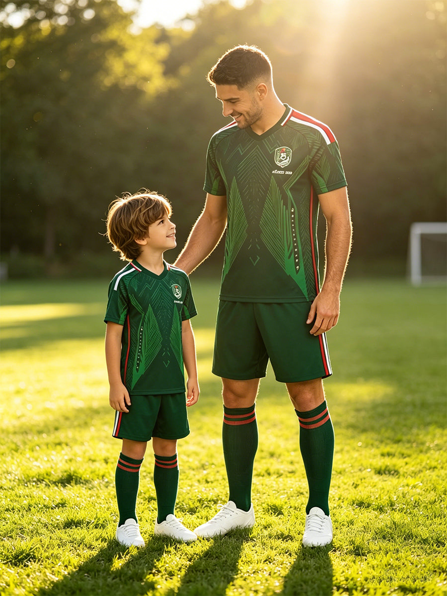 Mexico Soccer Jersey and Shorts for Kids and Adult Training Jerseys Sports Fan Football Outfit