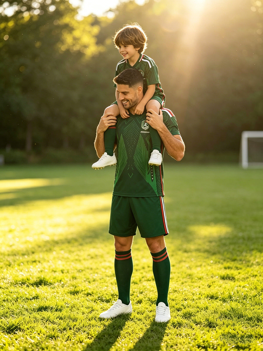Mexico Soccer Jersey and Shorts for Kids and Adult Training Jerseys Sports Fan Football Outfit