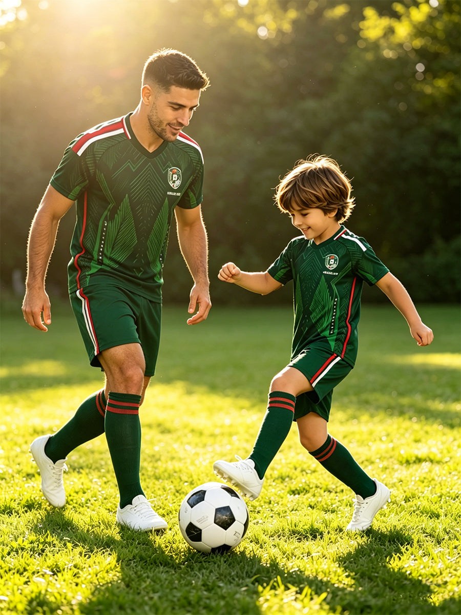Mexico Soccer Jersey and Shorts for Kids and Adult Training Jerseys Sports Fan Football Outfit