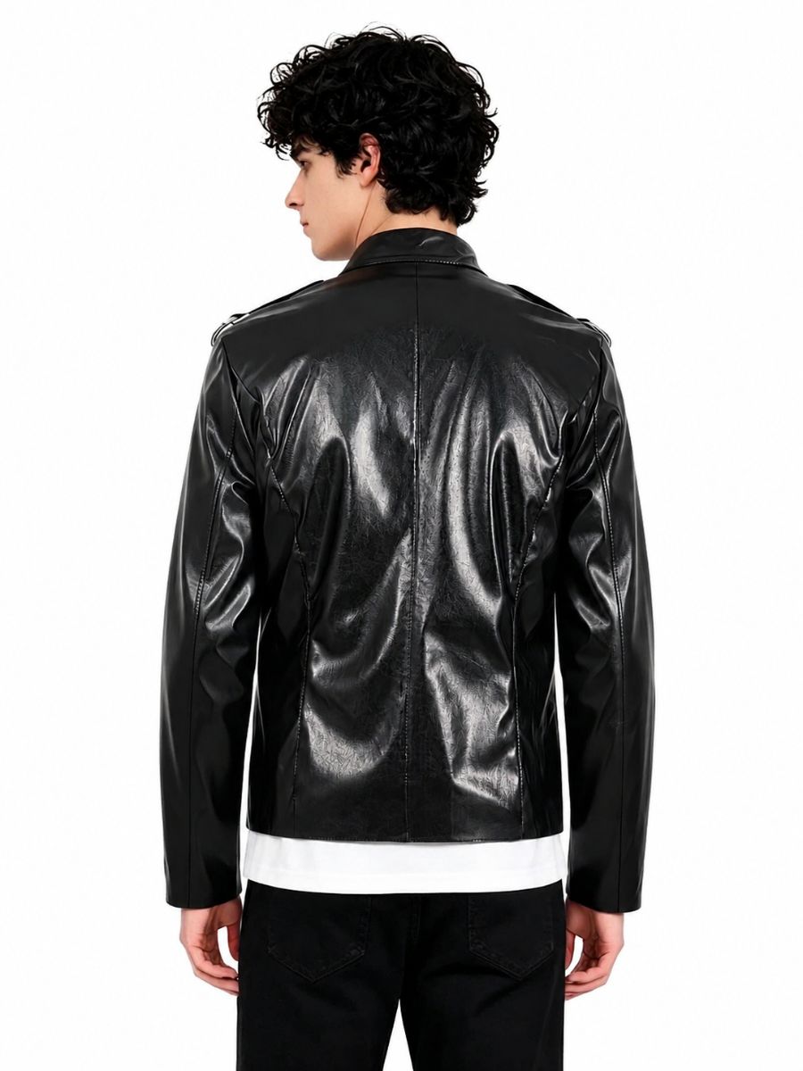 Michael Jackson V8 Jacket Black Faux Leather Pop King MJ Performance Costume