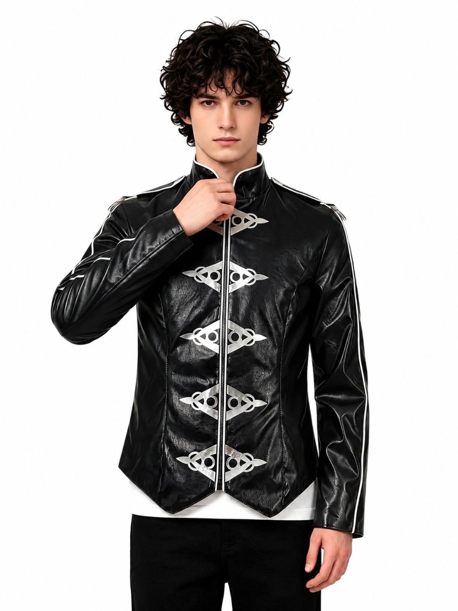 Michael Jackson V8 Jacket Black Faux Leather Pop King MJ Performance Costume