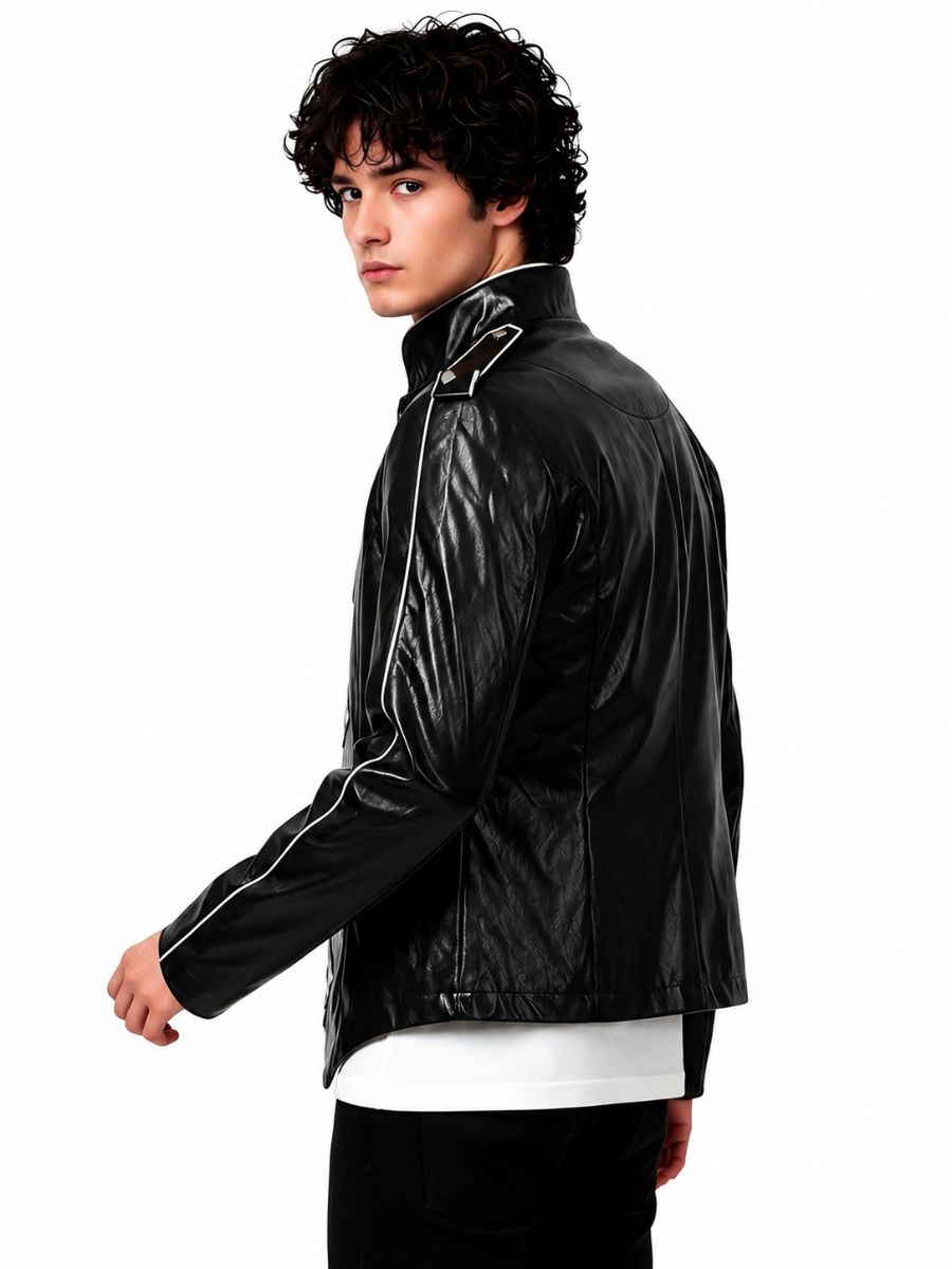 Michael Jackson V8 Jacket Black Faux Leather Pop King MJ Performance Costume