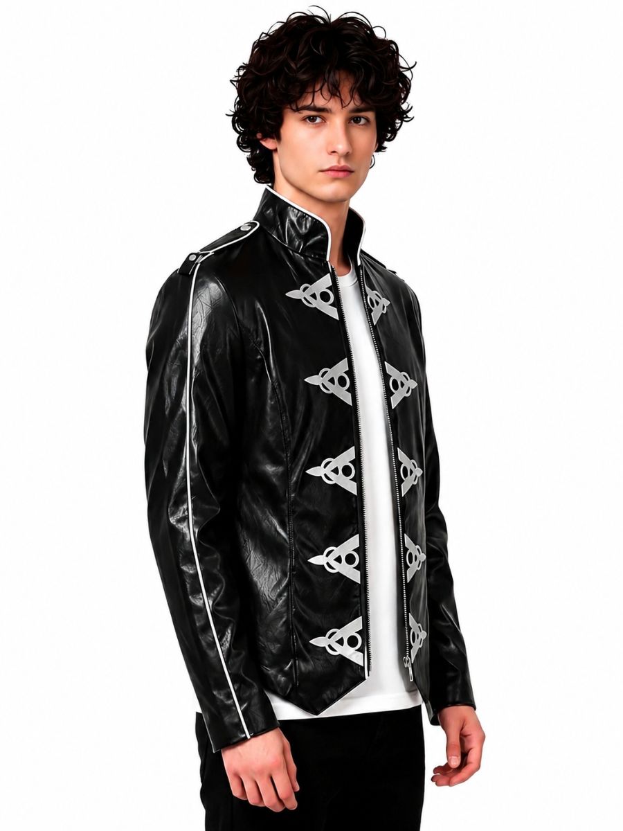 Michael Jackson V8 Jacket Black Faux Leather Pop King MJ Performance Costume