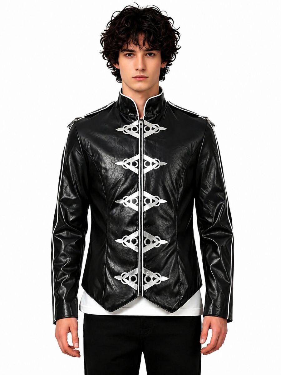 Michael Jackson V8 Jacket Black Faux Leather Pop King MJ Performance Costume