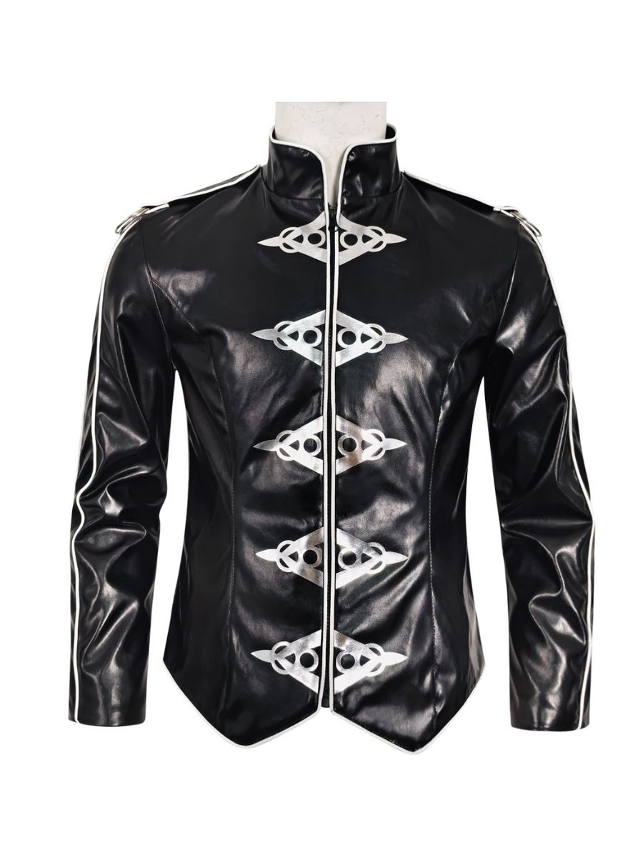 Michael Jackson V8 Jacket Black Faux Leather Pop King MJ Performance Costume