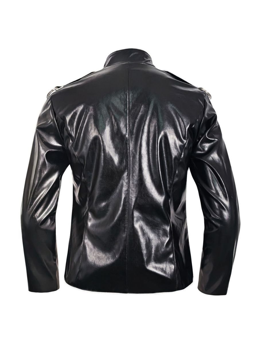 Michael Jackson V8 Jacket Black Faux Leather Pop King MJ Performance Costume