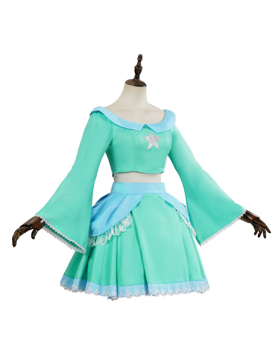 Girls Adults Rosalina Costume Mario Princess Rosalina Two Piece Crop Top and Mini Skirt Set