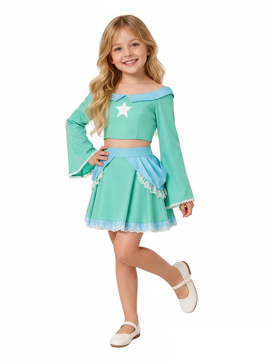 Girls Adults Rosalina Costume Mario Princess Rosalina Two Piece Crop Top and Mini Skirt Set