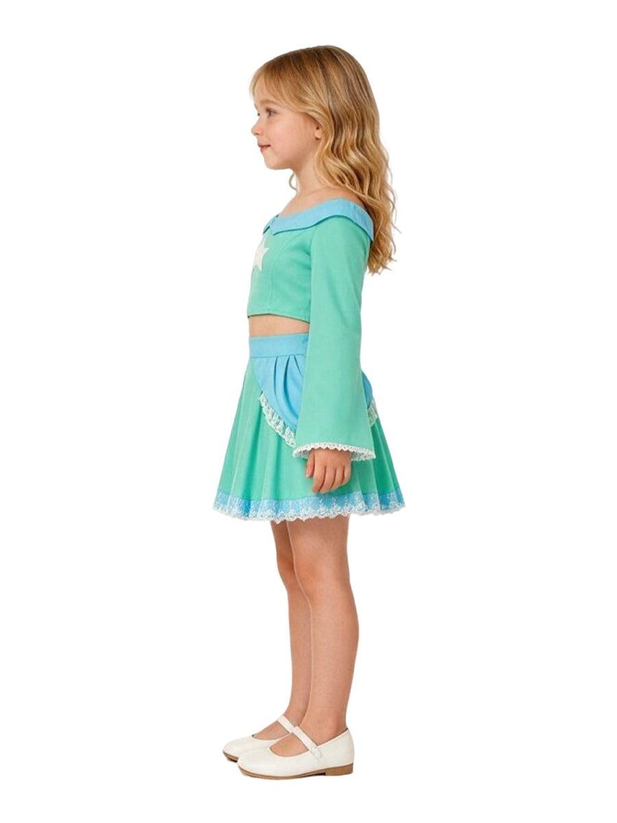 Girls Adults Rosalina Costume Mario Princess Rosalina Two Piece Crop Top and Mini Skirt Set