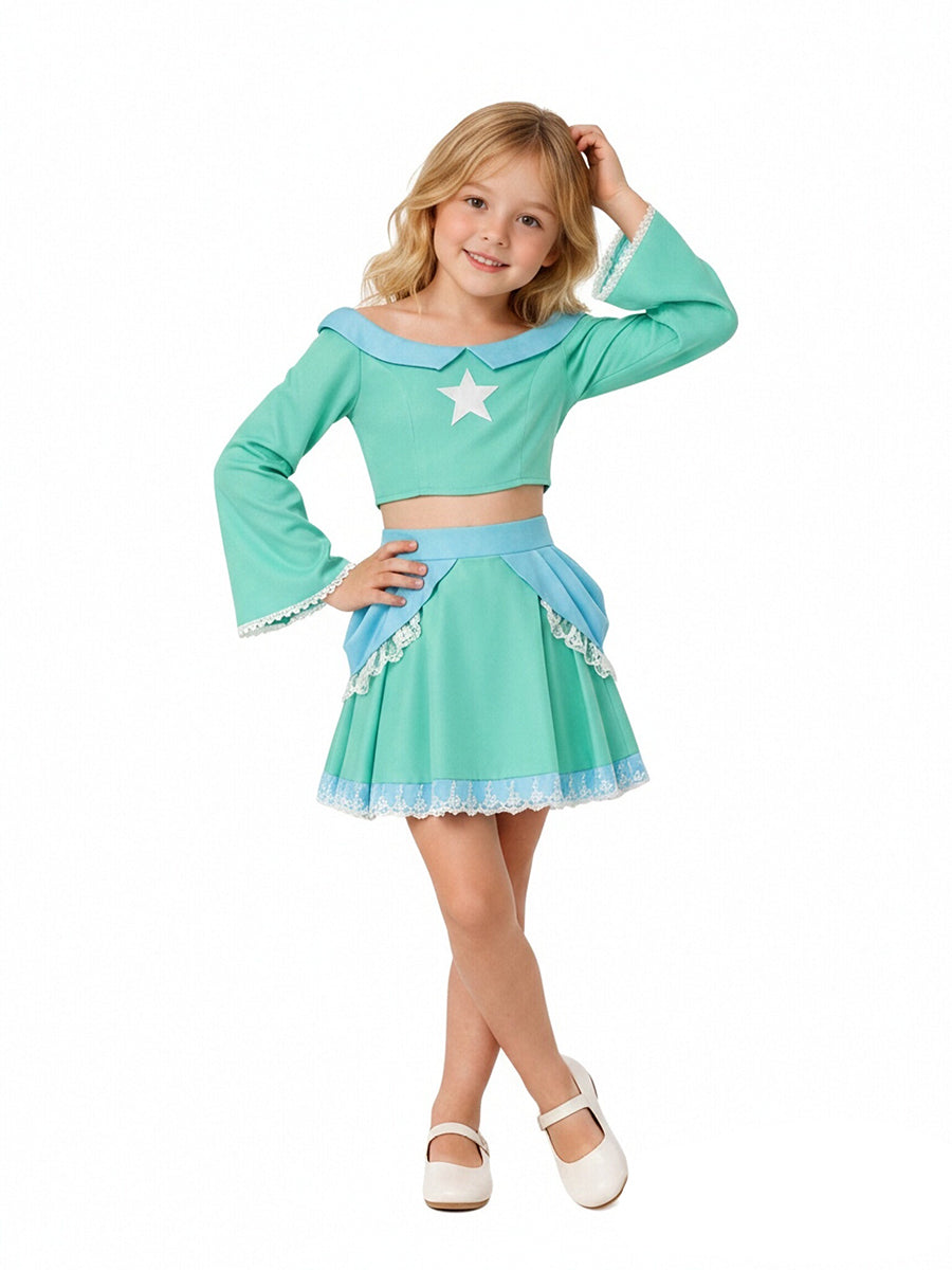 Girls Adults Rosalina Costume Mario Princess Rosalina Two Piece Crop Top and Mini Skirt Set