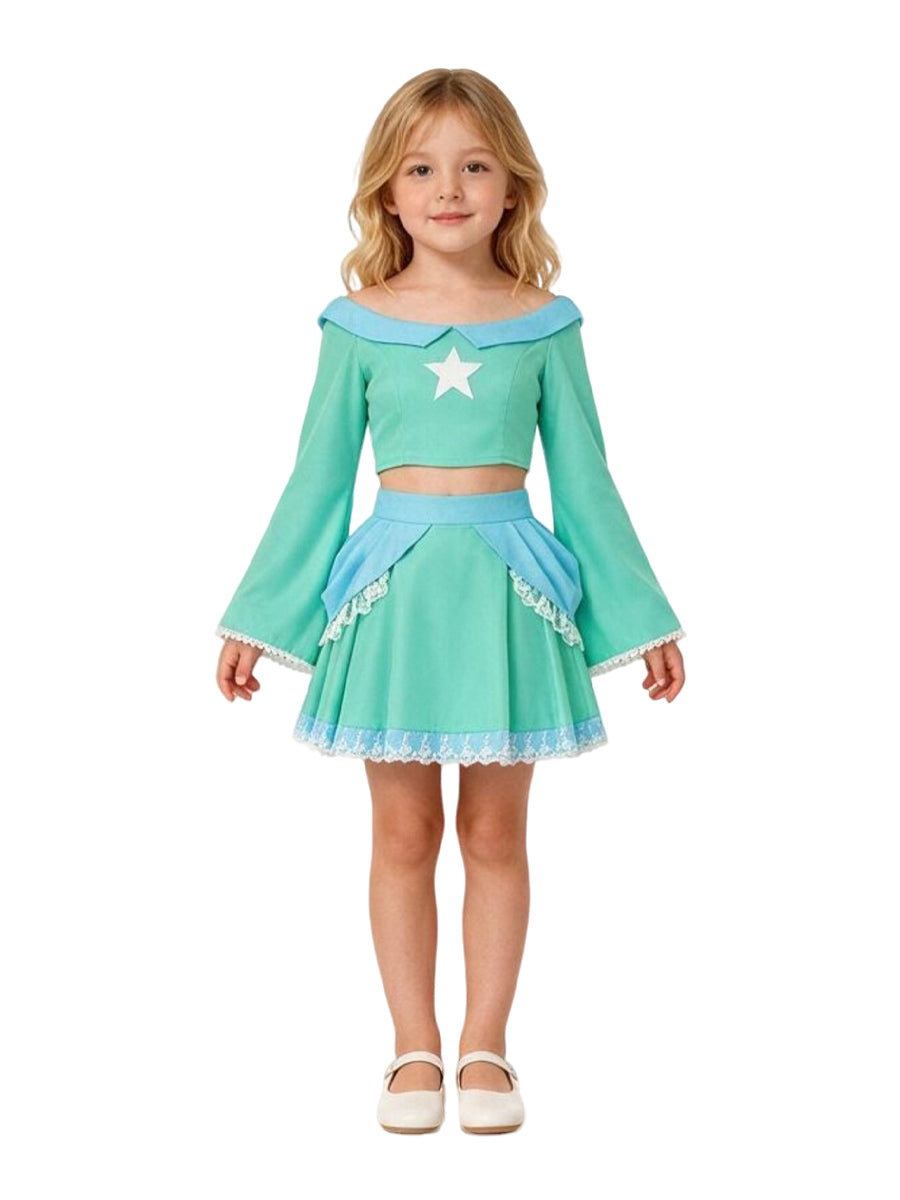 Girls Adults Rosalina Costume Mario Princess Rosalina Two Piece Crop Top and Mini Skirt Set 