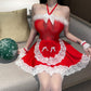 Miss Santa Claus Cosplay Outfit Sexy Red Christmas Babydoll Dress X-mas Maid Costume