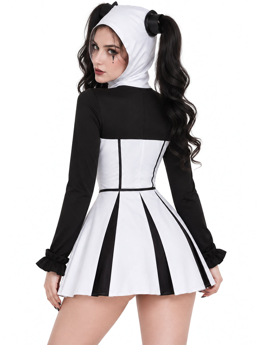 Inspired Terrifier Art the Clown Costume Monochrome Harlequin Dress 