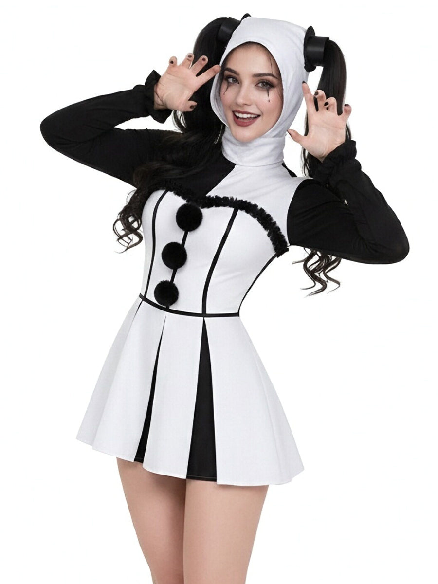 Inspired Terrifier Art the Clown Costume Monochrome Harlequin Dress 