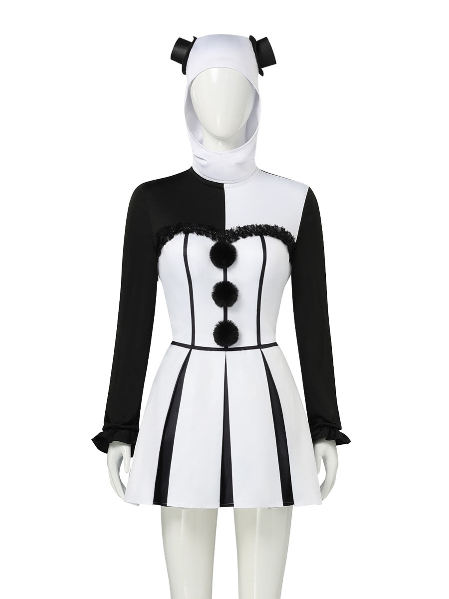 Inspired Terrifier Art the Clown Costume Monochrome Harlequin Dress 