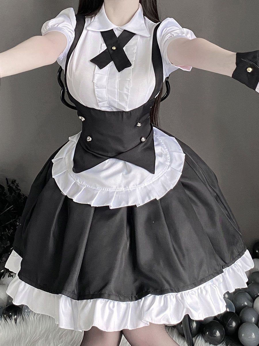 Naughty Maid Costume Japanese Maid Cosplay Outfit Anime Lolita Dress with Bunny Ears Headpiece, Black / XL Naughty Maid Costume Japanese Maid Cosplay Outfit Anime Lolita Dress with Bunny Ears Headpiece, Black / XL