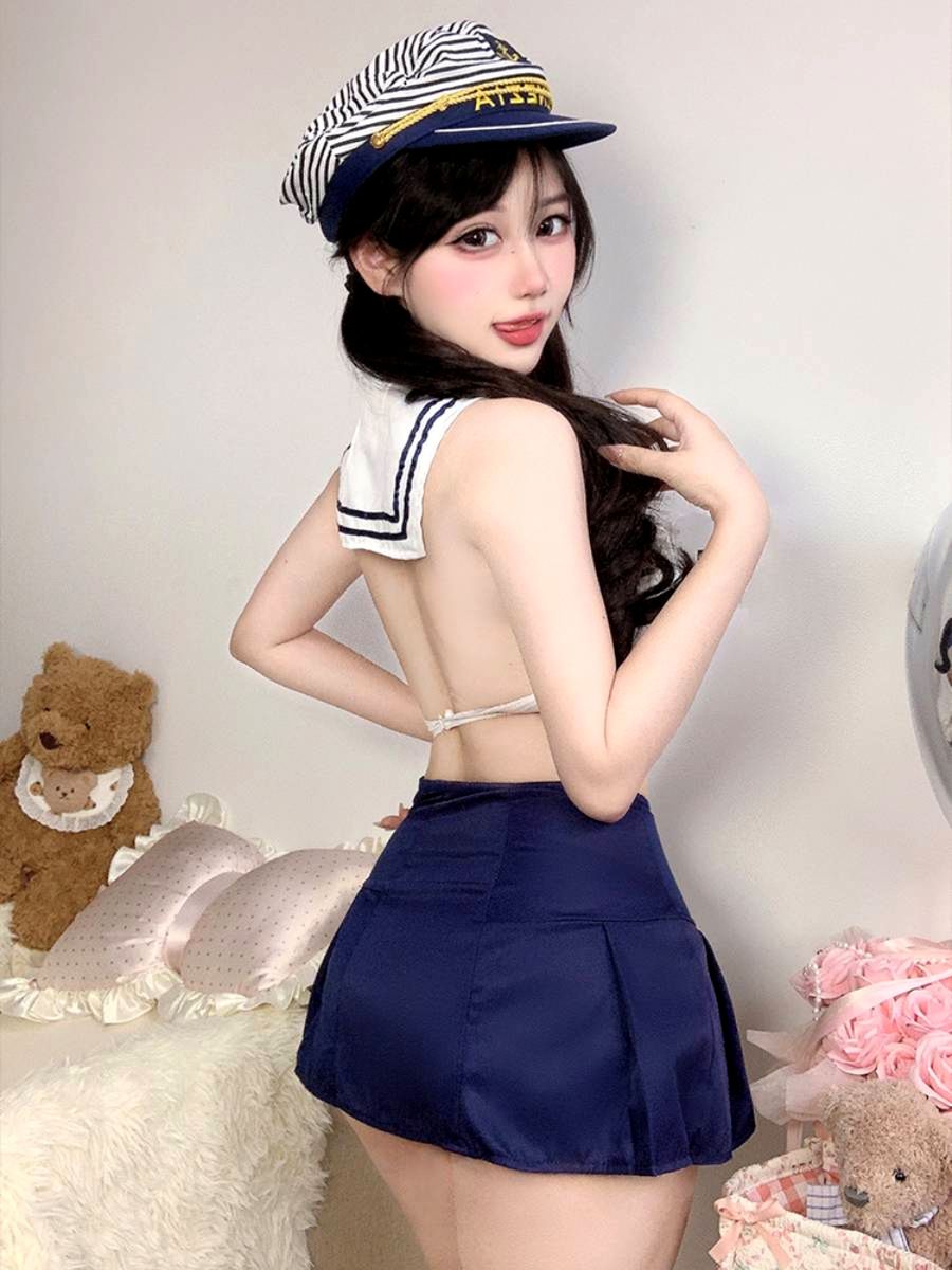 Anime Sailor Moon Inspired Cosplay Costume Japanese Schoolgirl Crop Top and Pleated Mini Skirt