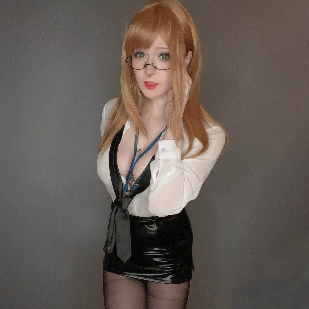 Office Therapy Emma Set Anime Emma Cosplay Costume Sexy Secretary Latex Skirt Set