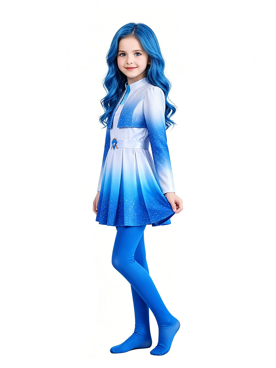 Descendants 5 Chloe Costume Descendants Wicked Wonderland Blue Princess Cosplay Outfit