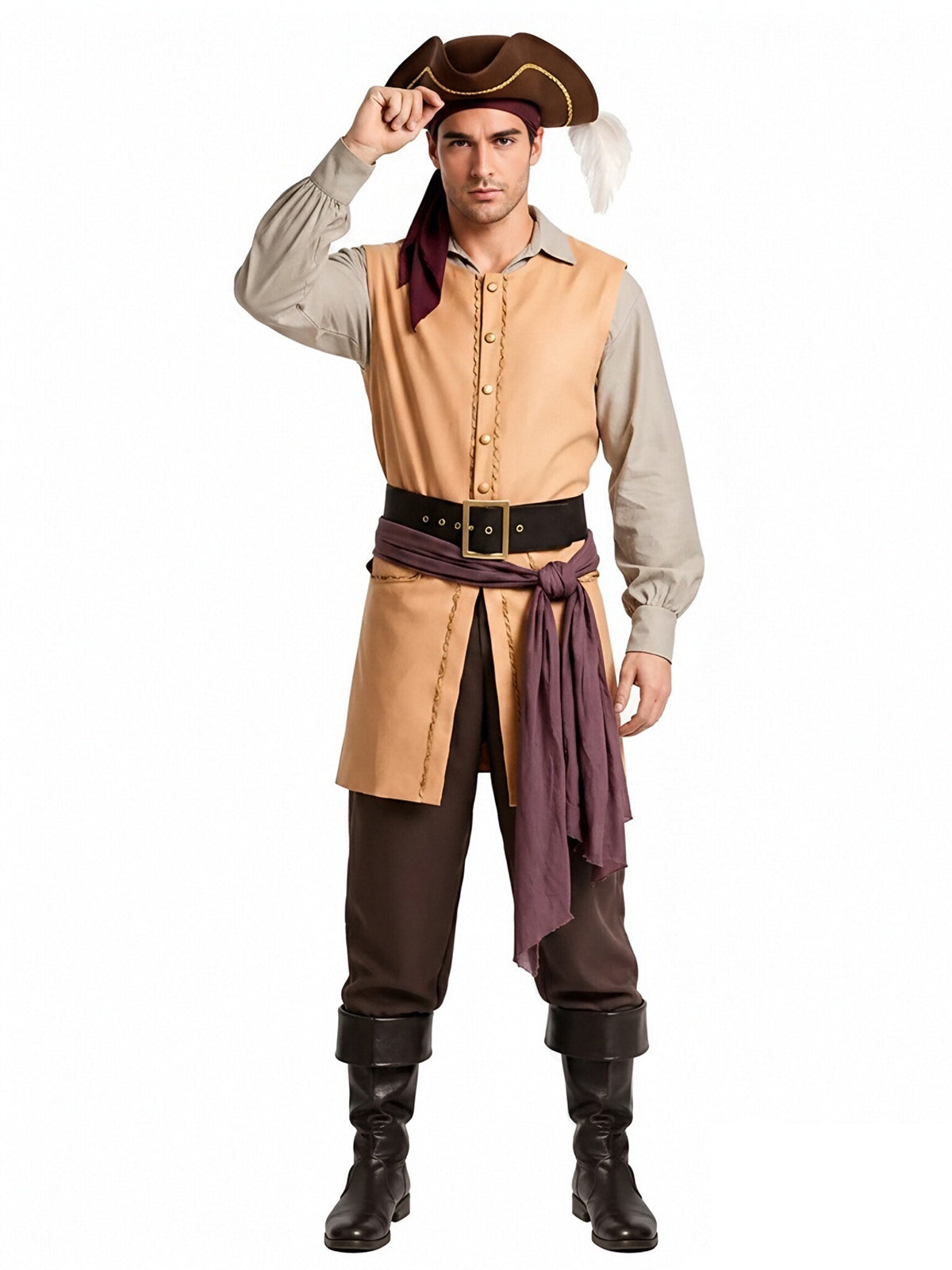 Backrooms Clark Costume Pirate Captain Cosplay Outfit for Kids and Adults 