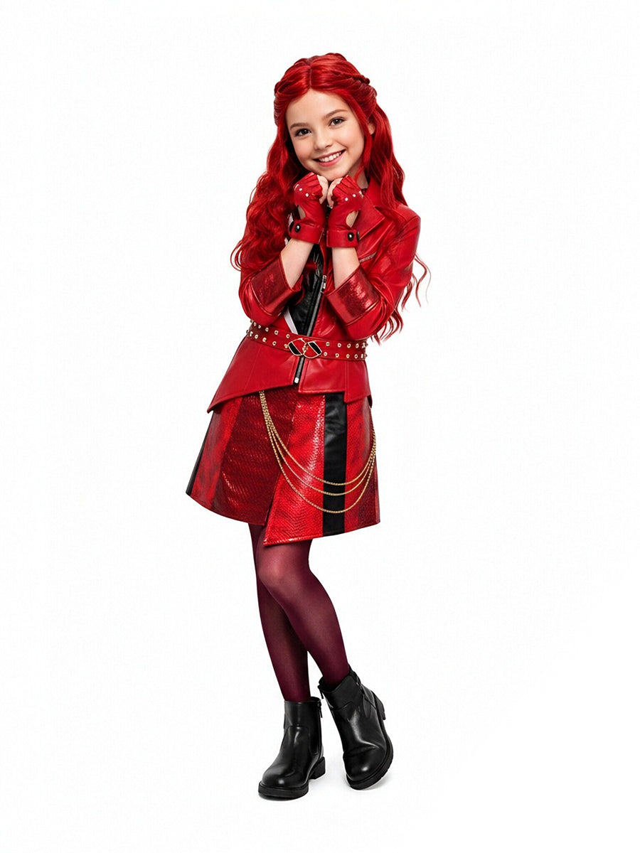 Descendants 5 Red Costume Descendants Wicked Wonderland PU Leather Red Princess Outfit