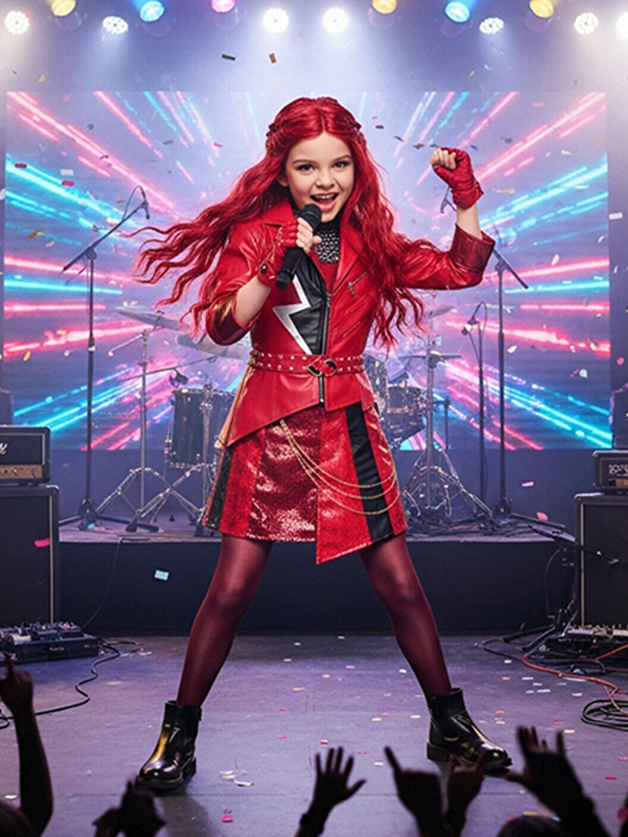 Descendants 5 Red Costume Descendants Wicked Wonderland PU Leather Red Princess Outfit